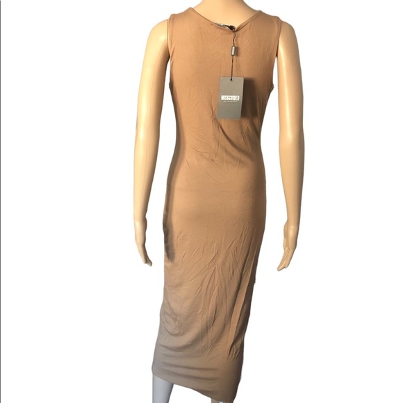 NWT Misguided Camel Mid Calf Bodycon Sleeveless Tank Dress size 6 - Picture 3 of 5